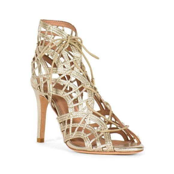 Joie white gold cage Lace Up Heels - Picture 1 of 3